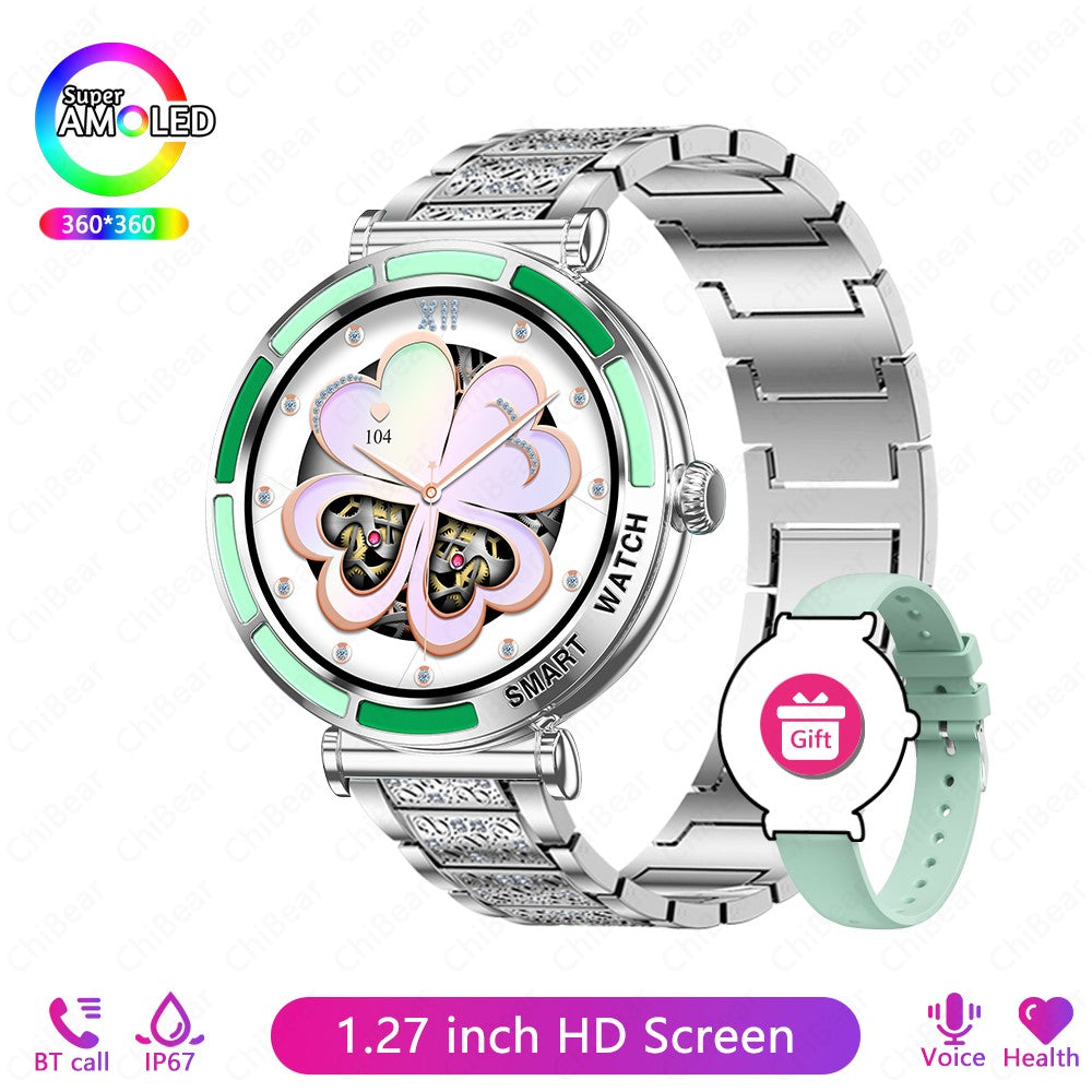 2025 Novo Smartwatch Feminino da Moda Tela HD 360*360 Pulseira Esportiva Mostrador Personalizado Frequência Cardíaca Chamada de Voz Smartwatch Para Android iOS