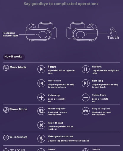 Pokemon Gengar Anime Ear clip type Bluetooth Wireless Headset Gaming stereo sports headphones High Endurance Gifts In Stock
