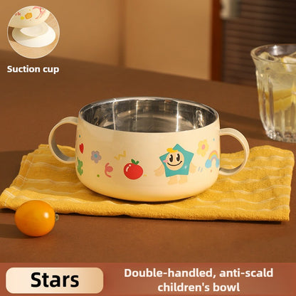 304 Stainless Steel Baby Bowl with Lid Double Handle Kids Feeding Bowl Anti-Scald Toddler Tableware Food Soup Bowl for Infants