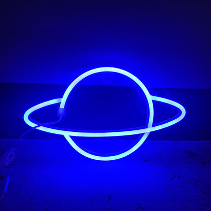 Neon Sign Alien Face Shaped Wall Hanging Lights for Home Game Room Saucerman  Plant LED Night Lamps Xmas Party Holiday Art Decor