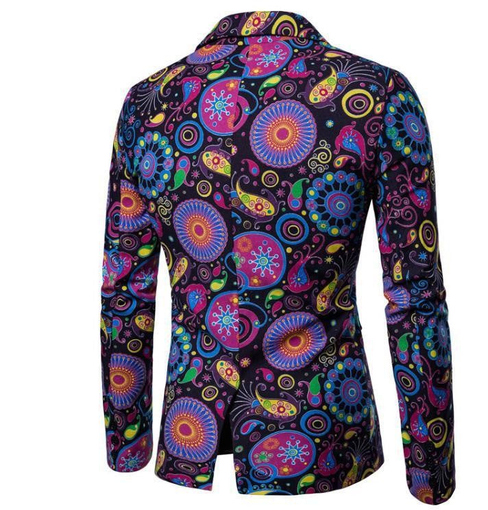 Jacket for Men Party Blue Animal Print Menswear Coats High Quality Man Suits and Blazers Fashion 2025 Fashionable Clothing New