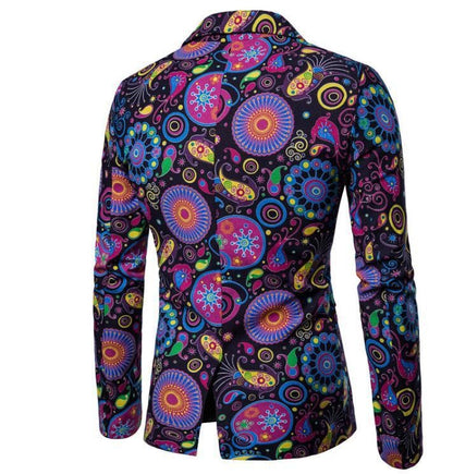 Jacket for Men Party Blue Animal Print Menswear Coats High Quality Man Suits and Blazers Fashion 2025 Fashionable Clothing New