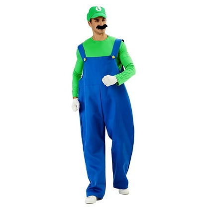 Game Super Luigi Brothers Uniform Funny Anime Adult Men Woman Halloween Carnival Performances Costume with Hat Mustache Gloves