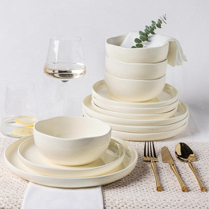 ceramic dinnerware sets for 4, 12 pieces porcelain lightweight plates and bowls sets, scratch resistant dish set, oven & microw