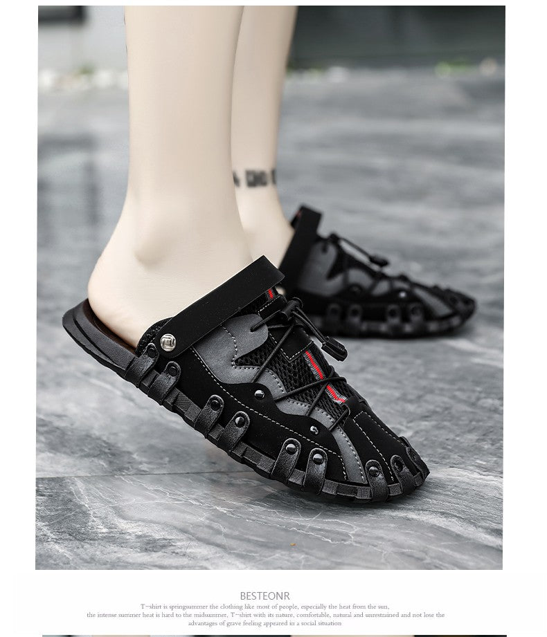 Men plus size Baotou casual sandals summer soft-sole non-slip outdoor beach shoes fashion youth outdoor dual-use sports slippers