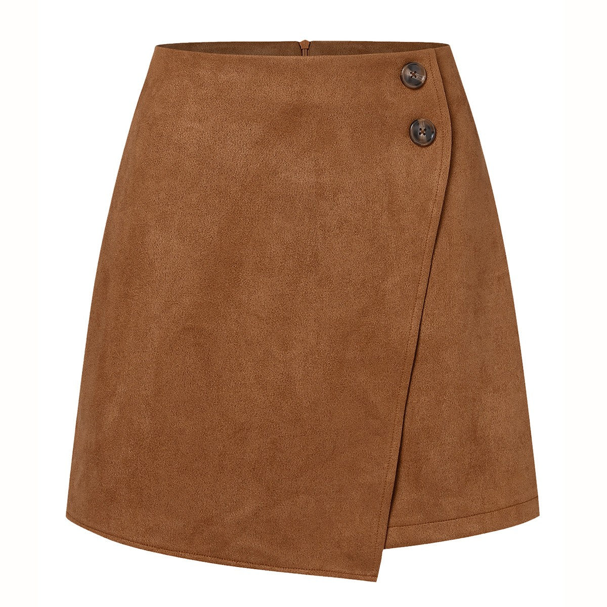 New Arrival 2025 Women's Autumn Winter Suede Irregular Skirt Solid Color High Waist Zipper Button Short Skirts For Woman