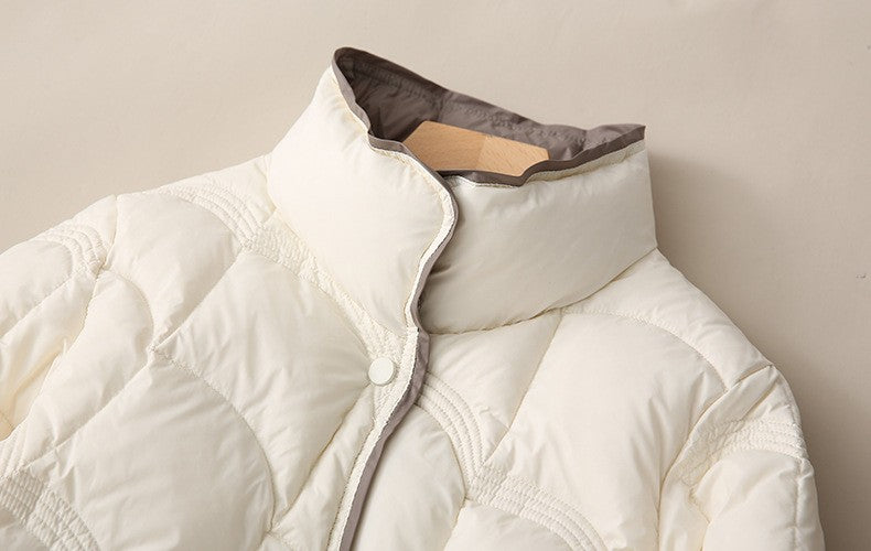 2023 Winter New Fashion Stand Collar X-Long Women Down Jackets Female Casual Loose Ultra Lightweigh White Duck Down Warm Coat