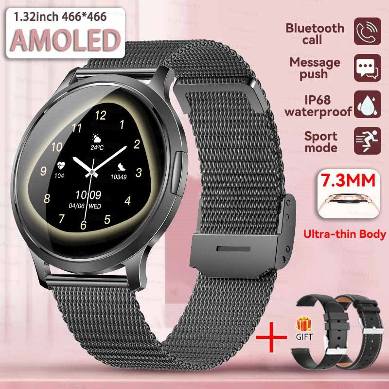 2026New Ultra Slim 1.32" HD AMOLED SmartWatch Women's Screen Always Display Time Heart Rate Calls HD High-end Fashion Smartwatch