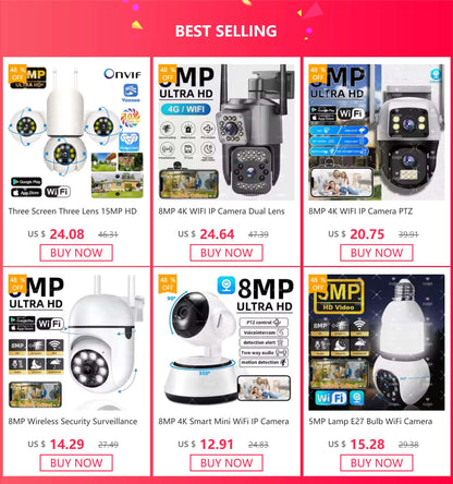 8MP Wireless Security Surveillance Camera Wifi IP Outdoor 4X Zoom Cameras Smart Home CCTV AI Human Tracking Two-way Audio HD Cam