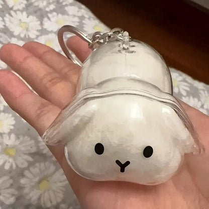 Transparent Rabbit Hair Keepsake Bottle Pet Hair Storage Capsule Keychain Thoughtful Gift for Rabbit Lovers And Owners