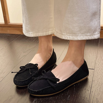 New Women Loafers Slip on Ladies Flats Shoes Brand Spring Autumn Casual Flat Shoes Leather Cashmere Single Shoes Plus Siz