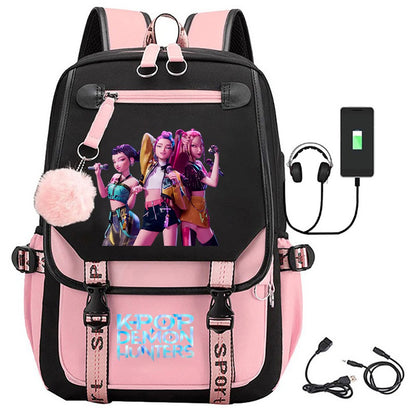 Mochila KPop Demon Hunters Mochila Demon Slayer Até 20L Durável Impermeável Mochila de Viagem Para Meninos Meninas Fãs Presente Periférico