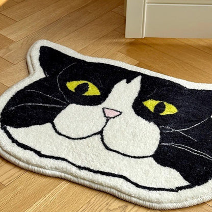 VIKAMA Cartoon Big Head Cat Floor Mats Waterproof Anti-Fouling Entrance Sofa Living Room Bedroom Home Decoration Carpet