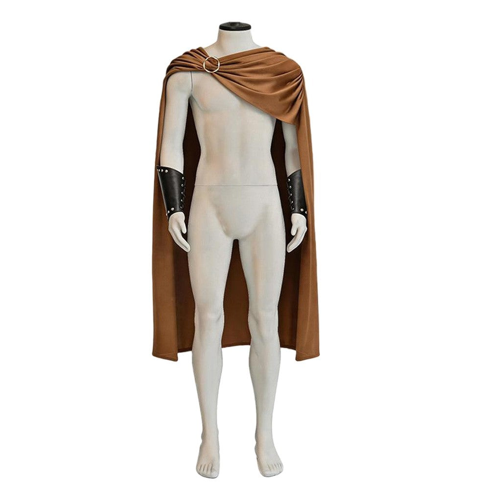 Roman Knight Spartan Cosplay Cloak Wristguard Costume Outfits Halloween Disguise Black Red Brown Cape Clothes Carnival Party