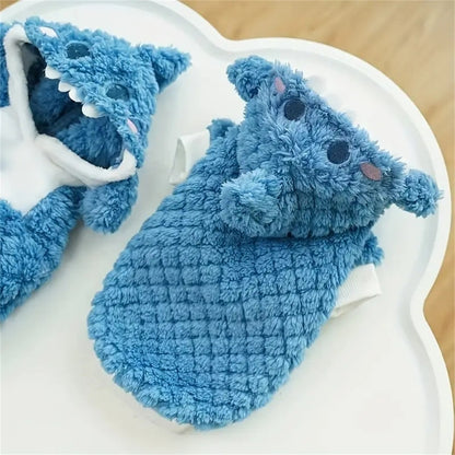 1 Unidade Moletom Quentinho Tubarão para Pets - Suéter de Fleece Grosso e Quente para Cães e Gatos de Raças Pequenas a Grandes - Perfeito para Outono/Inverno