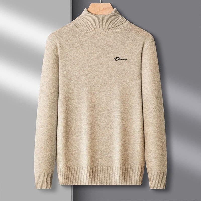 Hot Sales Winter New Men's High Collar Pullover Knitted Sweater Original Design Letter Print Warm Business Versatile Men'swear