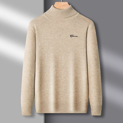 Hot Sales Winter New Men's High Collar Pullover Knitted Sweater Original Design Letter Print Warm Business Versatile Men'swear