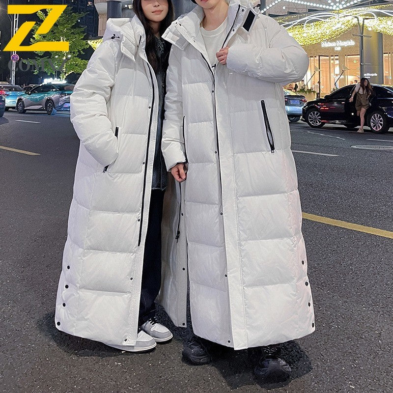 Maxbarley New 90 Goose Down Jacket Men Women Winter Thick Warm Long Knee Over Down Jacket High-quality Lightweight Puffer Coats