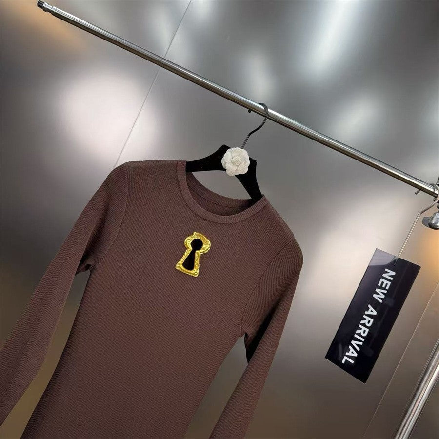 2025 Winter Women's Long Sleeve Knitted Stretch Hollow Corset Long Dress Y2K Clothing New Fashion High-Quality Party Dress bra