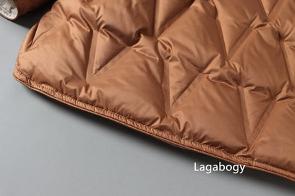 Lagabogy 2025 New Autumn Winter Women Ultralight White Duck Down Long Jacket Female Single-Breasted Double Sided Puffer Coat