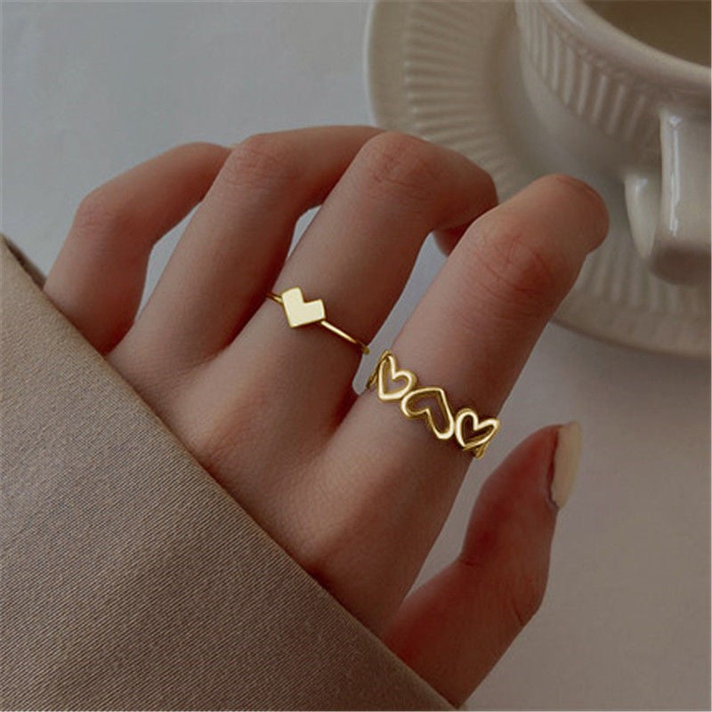 Conjunto de Anéis de Cristal Cor Prata para Mulheres, Anéis de Dedo de Zircônia Cúbica de Lua, Flecha, Flor, Coração, Joias Femininas da Moda