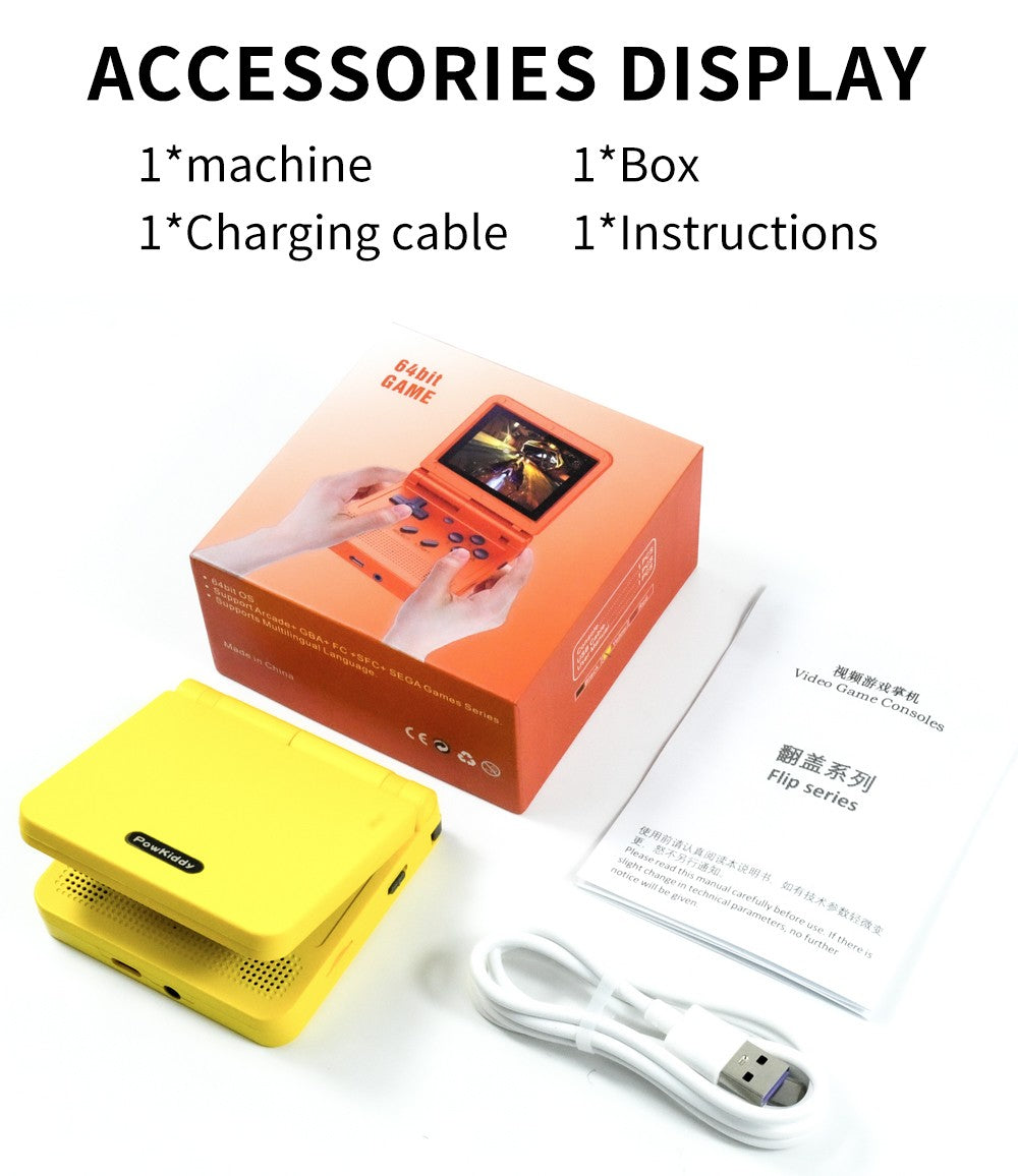 V90 3.0-inch IPS Screen Retro Portable Flip Handheld Control Game Console  55G Open Source Linux  Gifts