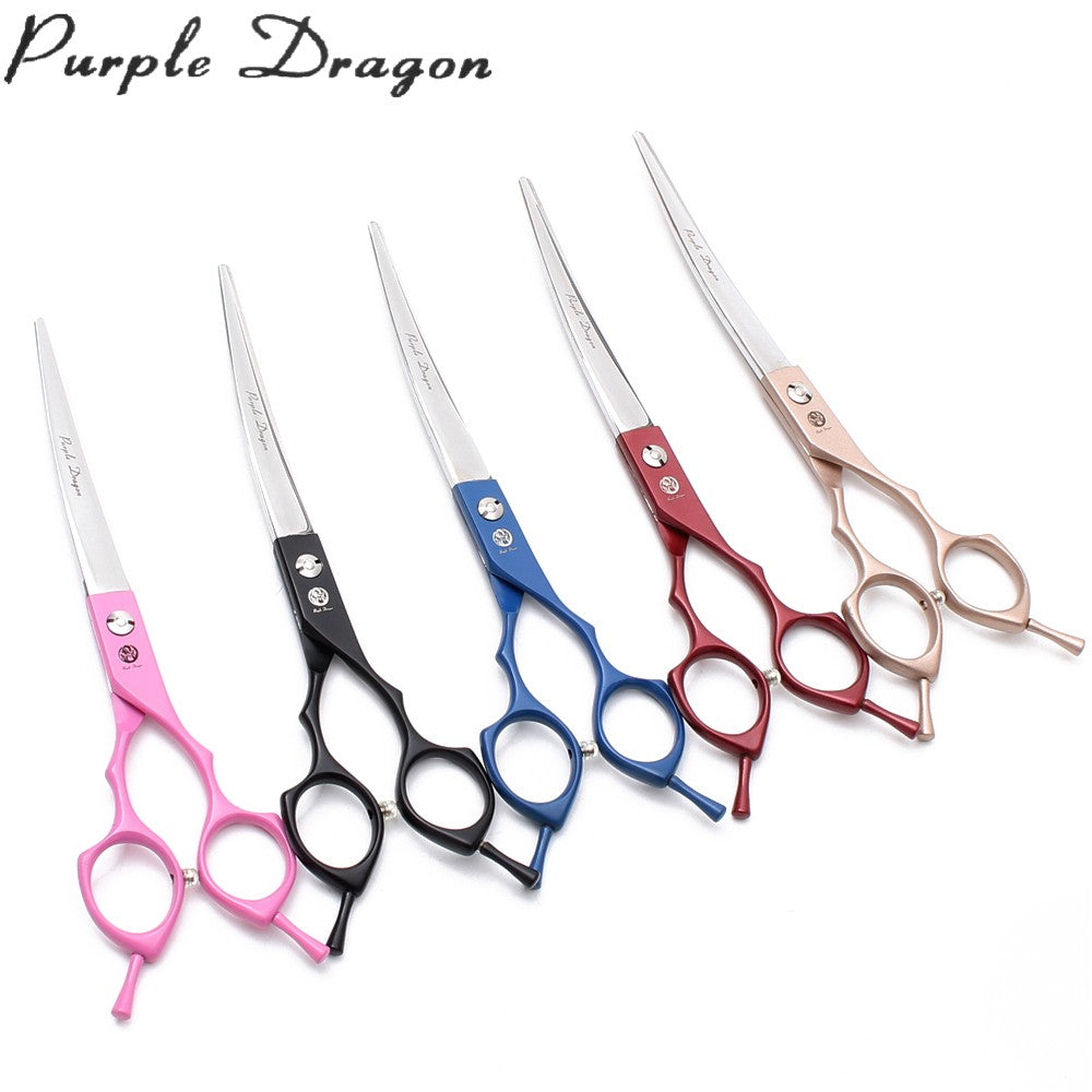 Purple Dragon 6.5" 7" Japão 440C Tesouras de Tosa para Cães Tesouras Retas Tesouras Desbastadoras Tesouras Curvas para Cima/Baixo Tesouras para Animais de Estimação Z4009