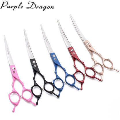 Purple Dragon 6.5" 7" Japão 440C Tesouras de Tosa para Cães Tesouras Retas Tesouras Desbastadoras Tesouras Curvas para Cima/Baixo Tesouras para Animais de Estimação Z4009