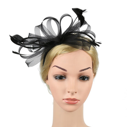 Chapéu Fascinator Feminino Chique Coquetel Casamento Festa Igreja Acessório de Cabelo Moda Pena Grampo de Cabelo Noiva