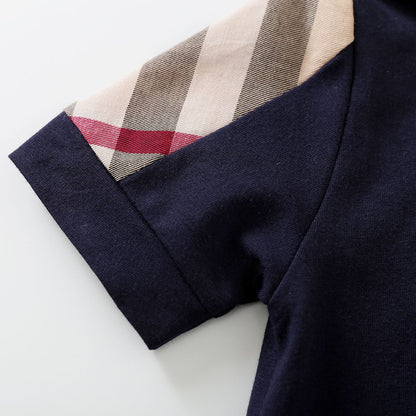 IURNXB Baby Boy's Romper Short Sleeve Cotton Infant Turndown Collar Tuxedo Jumpsuit Gentleman Summer One Piece Play Suit Outfits