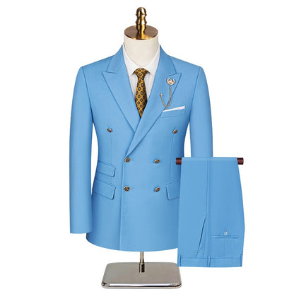 2025 Suit (Blazer+ Trousers) Men's Fashionable Gentleman Business Double-breasted British-style Banquet Host Casual Wedding Suit
