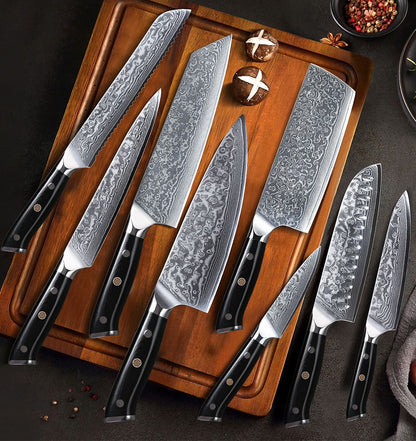 Lâmina Bruta para Facas de Cozinha TURWHO DIY, Aço Damasco 67 Camadas VG10, Faca Japonesa de Chef Santoku Kiritsuke para Fatiar e de Uso Geral