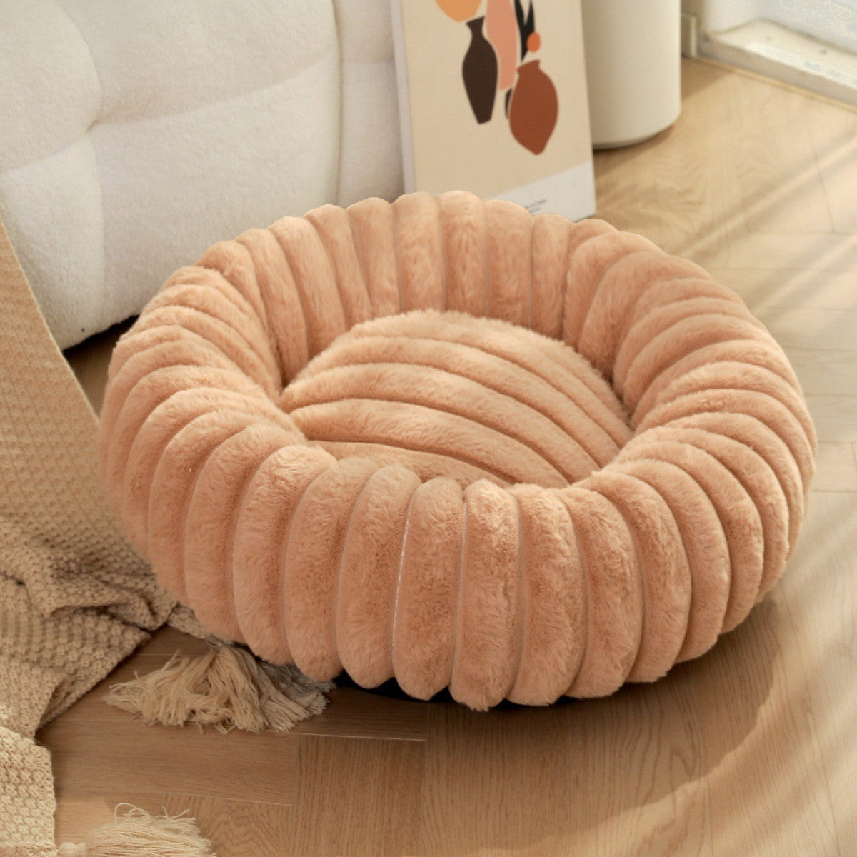 Cama Redonda para Cães Grandes, Cama Sofá Quente de Inverno Lavável para Gatos e Cães Grandes Disponível para Todas as Estações