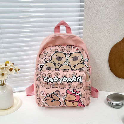 Creative Cute Capybara Backpack Large Capacity Cartoon Animal Lightweight Multi Functional Schoolbag  Kids Boys Girls Rucksack
