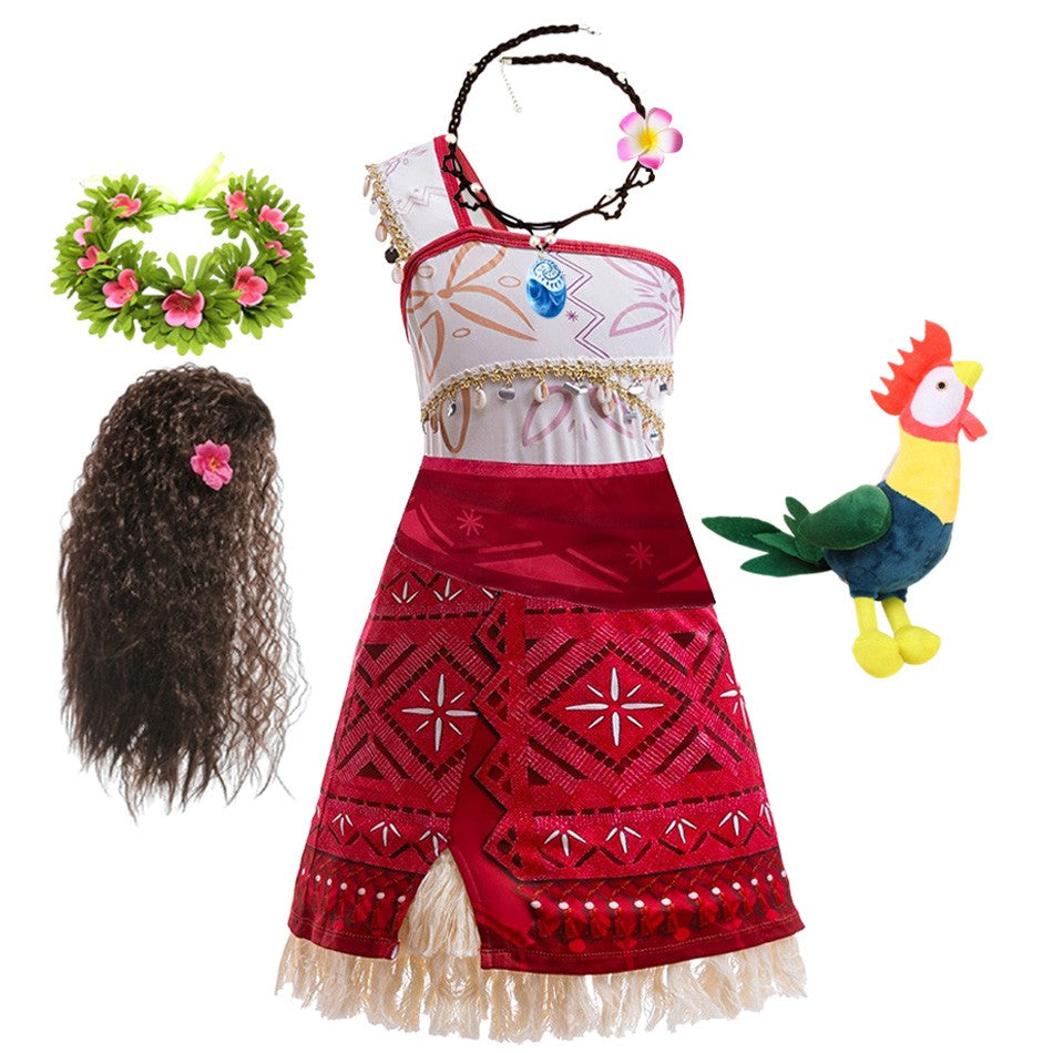 Girls Halloween Cosplay Moana Dress Ocean Adventure Role Play Costume Vaiana Princess Boys Maui Costume Vestidos Party Dress