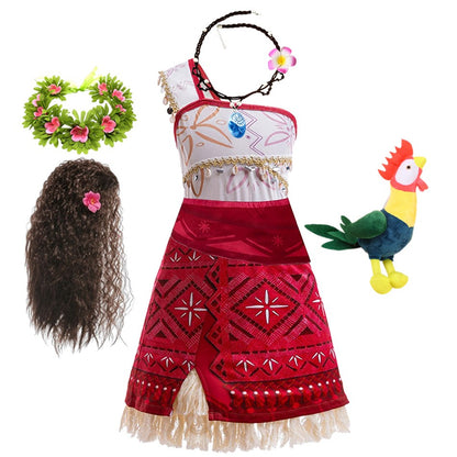 Girls Halloween Cosplay Moana Dress Ocean Adventure Role Play Costume Vaiana Princess Boys Maui Costume Vestidos Party Dress
