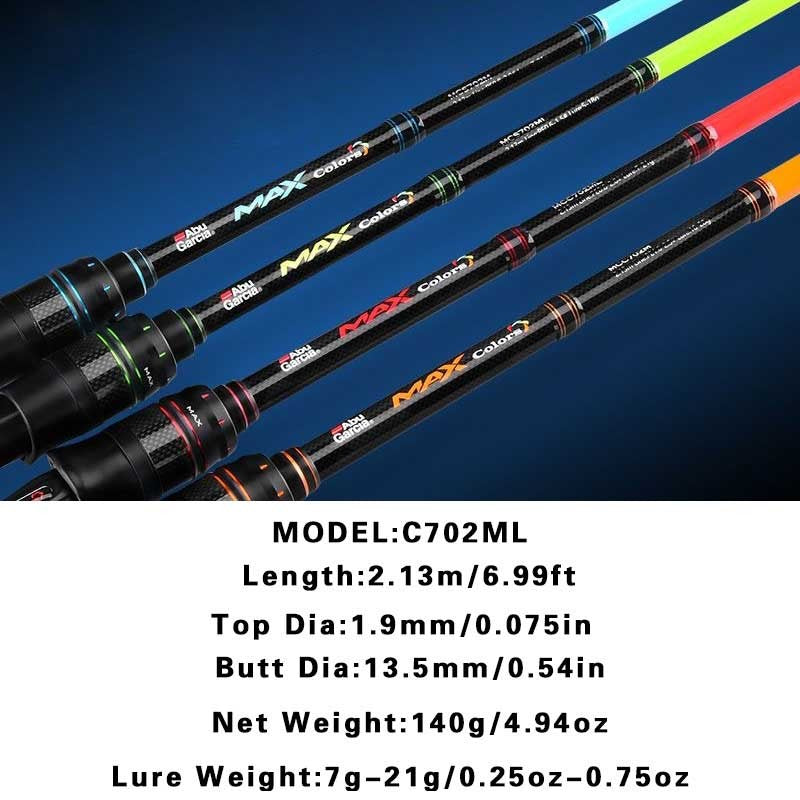 Vara de pesca Abu Garcia Rainbow original 4 cores 2 partes Vara de pesca de isca