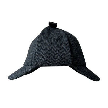 Unisex British-Style Sherlock Holmes Deerstalker Hat for Fall Winter Wool Blend Plaid Double Brim Ear-Warming, Trendy Detective