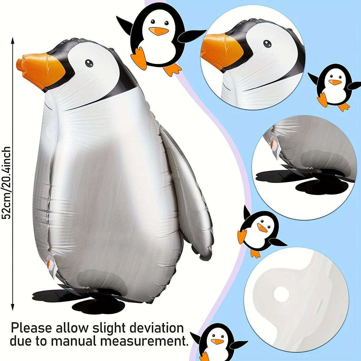 5pcs Cute Walking Standing Penguin Aluminum Balloon Traction Walking Balloon Ribbon For Kids Pet Theme Birthday Party Decoration