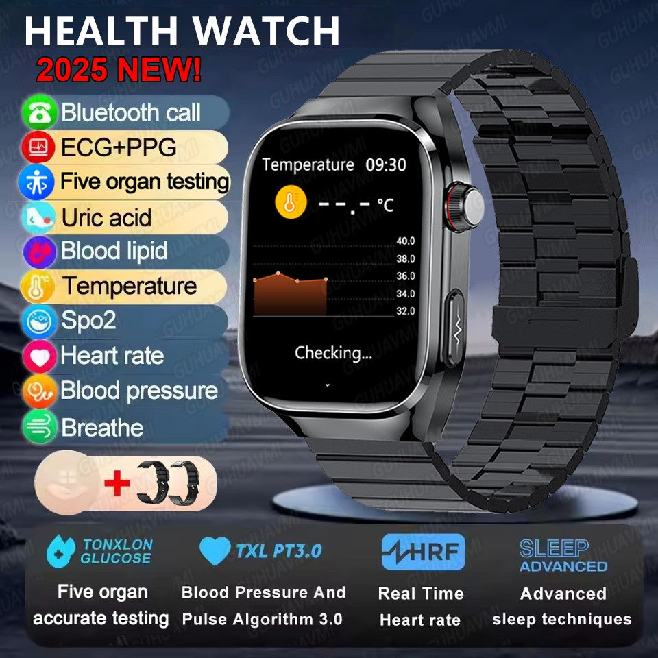 2025Novo Micro Exame Físico Smartwatch Para Homens Ácido Úrico Gordura Corporal Relógios de Saúde de Cinco Órgãos Chamada Bluetooth SmartBracelet
