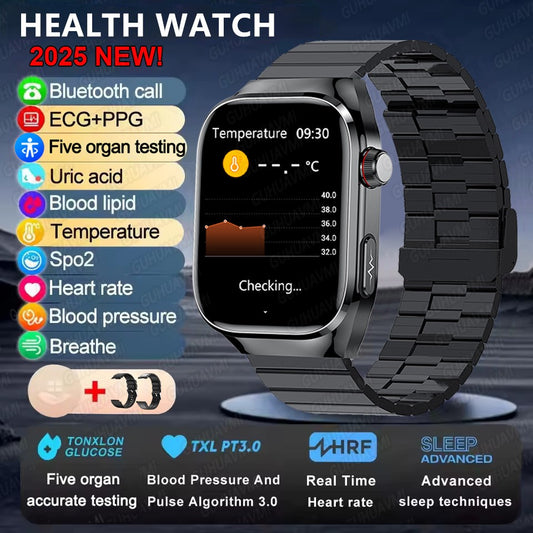 2025Novo Micro Exame Físico Smartwatch Para Homens Ácido Úrico Gordura Corporal Relógios de Saúde de Cinco Órgãos Chamada Bluetooth SmartBracelet