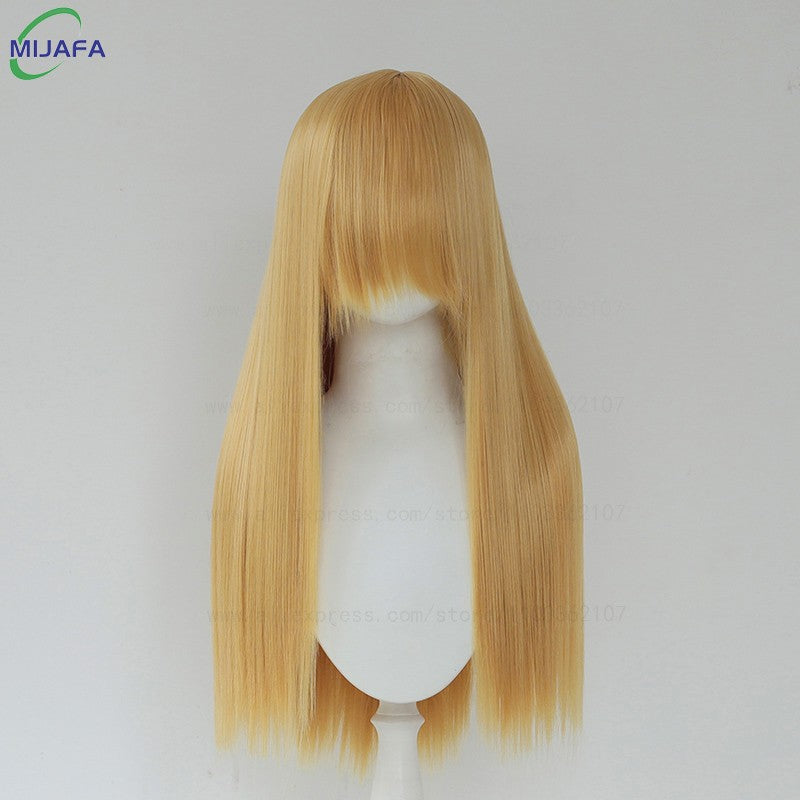 Peruca de Cosplay Longa e Lisa de Altíssima Qualidade, 400g, 48 Cores, 60cm, com Franja, Resistente ao Calor, Perucas Anime + Touca de Peruca