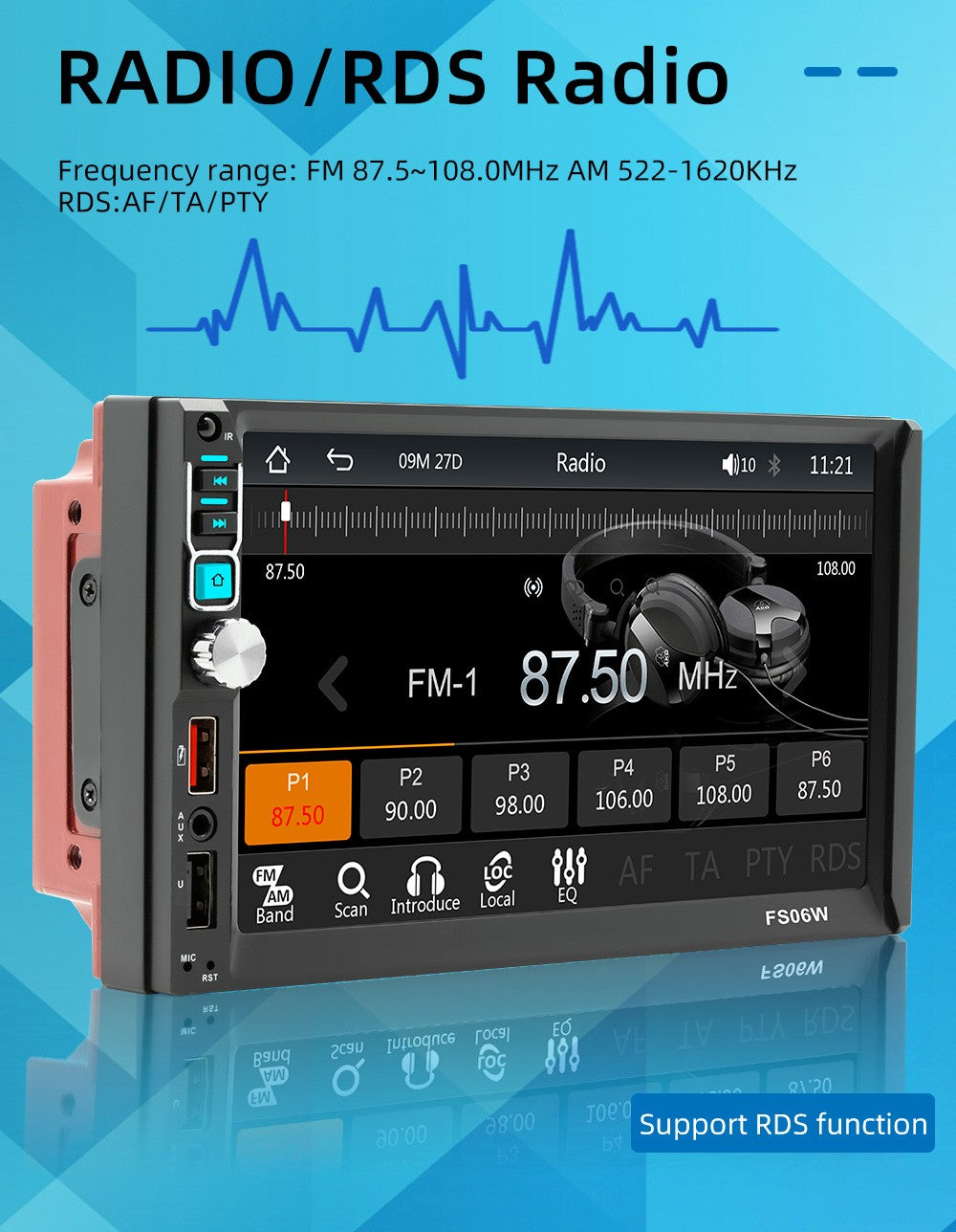 7 Inch HD Wireless CarPlay Android Auto Touch Screen Car Radio 2 Din High Quality Car Video Player with Bluetooth Rear Camera