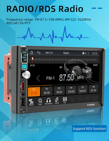 7 Inch HD Wireless CarPlay Android Auto Touch Screen Car Radio 2 Din High Quality Car Video Player with Bluetooth Rear Camera