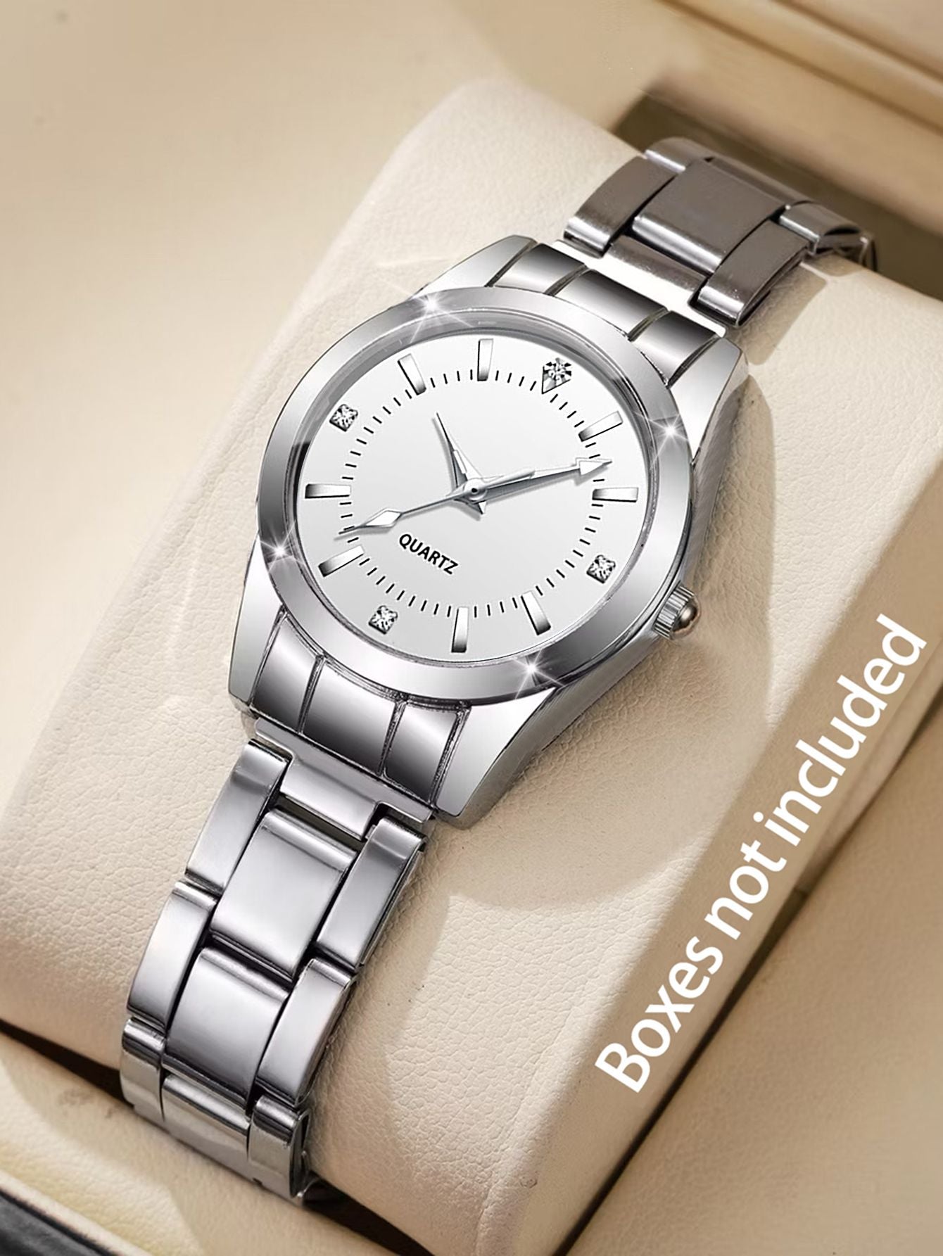 Ladies Fashionable Compact Stainless Steel Quartz Watch Ideal Mother's Day Gift Watch (No Box Included)