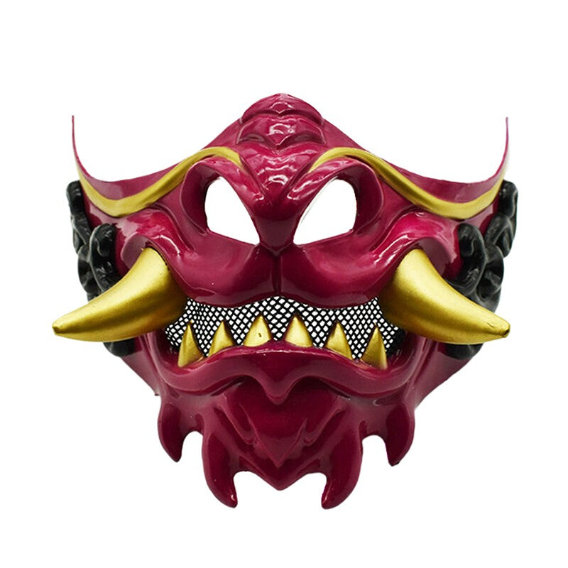 Half Face Devil Samurais Mask for Carnivals Halloween Cosplay Horror Killer Mask Masquerade Mask Party Mask Japanese Mask