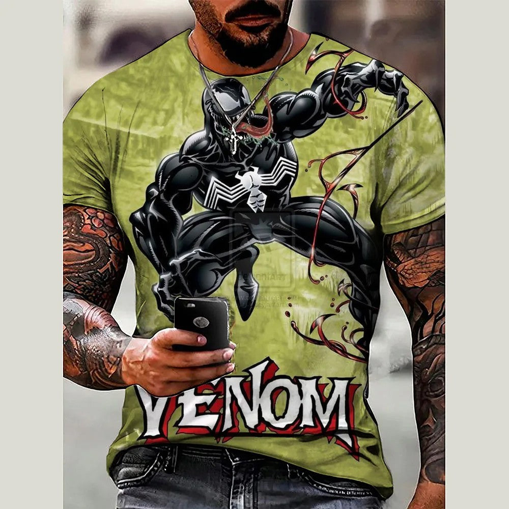 Avengers: Marvel Heroes Short Sleeve Printed T-shirt for Men, Spider Man Venom Role Playing Costume Top for Men