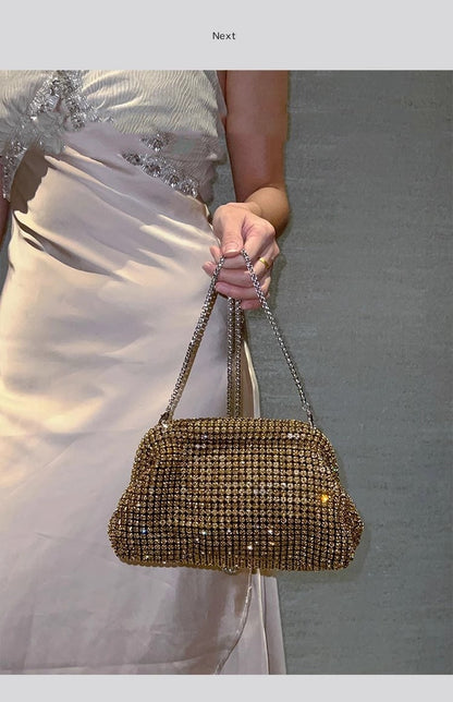 Luxury Glitter Cloud Bag Women's Handbag Crystal Shiny Rhinestones Diamond Evening Bag Wedding Party Clutch Purse Shoulder Bags
