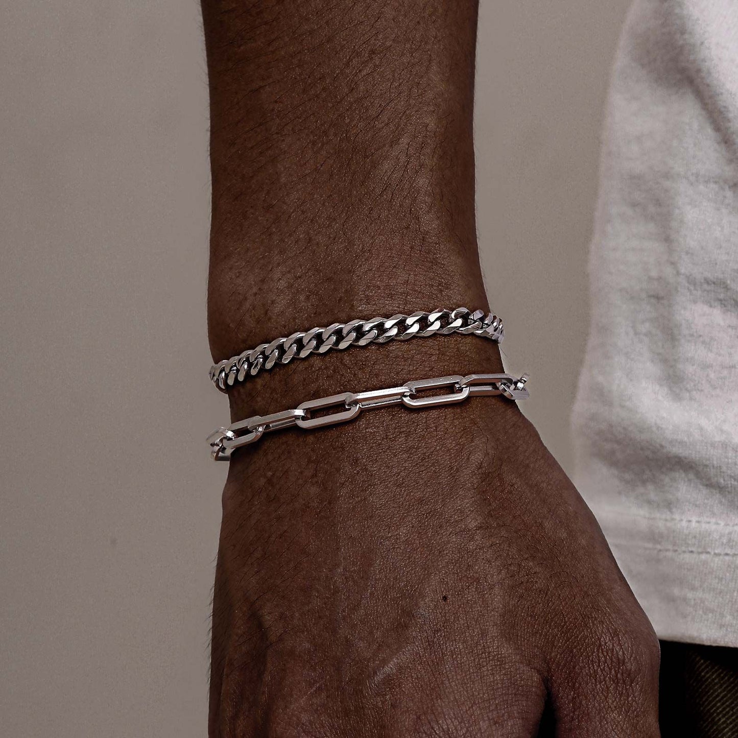 2 Pulseiras Masculinas de Corrente, Aço Inoxidável Prata Ouro Cor Preta, Corrente de Corda Torcida, Pulseira, Correntes Cubanas Modernas de Presente