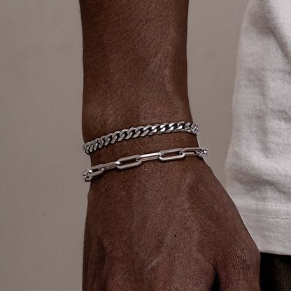 2 Pulseiras Masculinas de Corrente, Aço Inoxidável Prata Ouro Cor Preta, Corrente de Corda Torcida, Pulseira, Correntes Cubanas Modernas de Presente